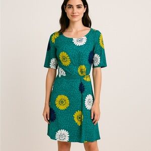 BODEN Annie Teal Floral Sheath Dress 4P Office Career Work Shower Party WH757